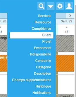 Menu clients