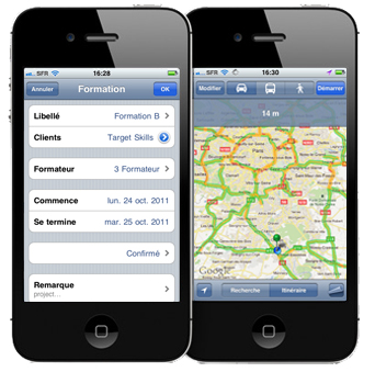 Création de tâche et calcul de l'itinéraire dans le planning sur iPhone Création de tâche et calcul de l'itinéraire dans le planning sur iPhone