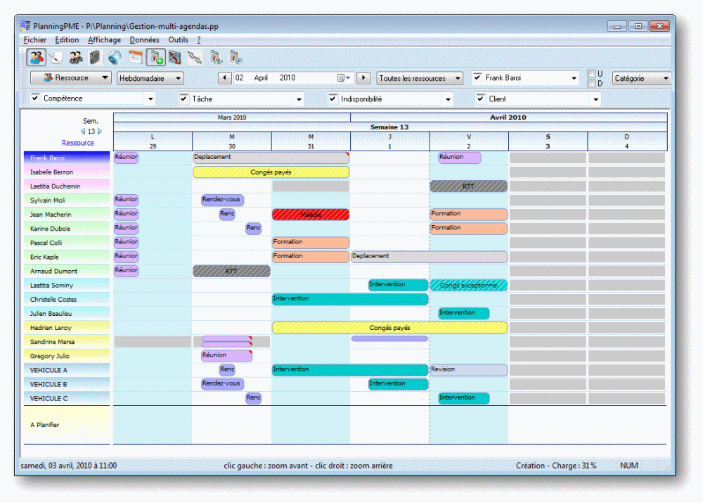 Planning de gestion de taches