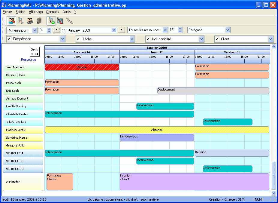 modele planning journalier excel