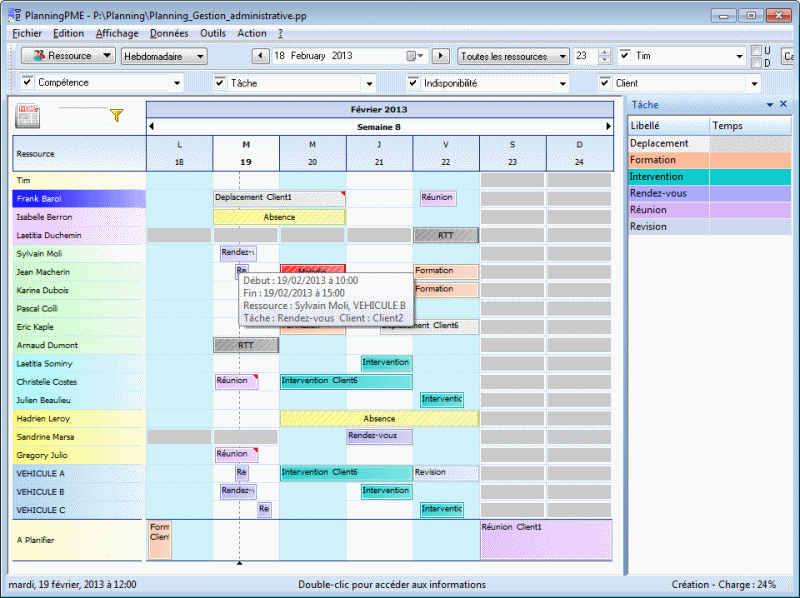 Planning hebdomadaire