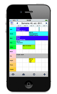 Vue hebdomadaire de PlanningPME sur IPhone