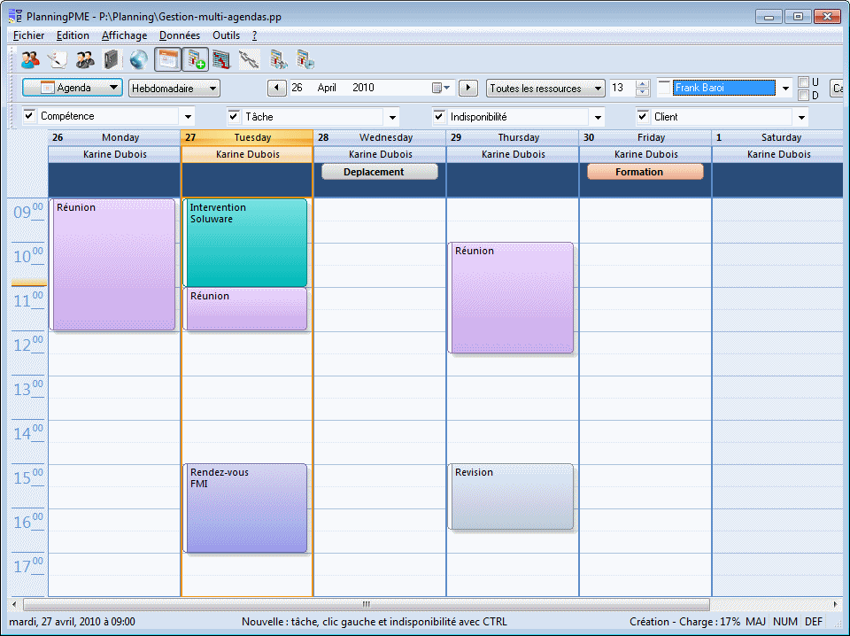 Choisir la vue agenda dans votre outil de planning  PlanningPME