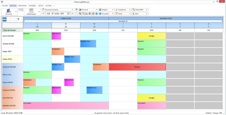 exemple planning semaine travail