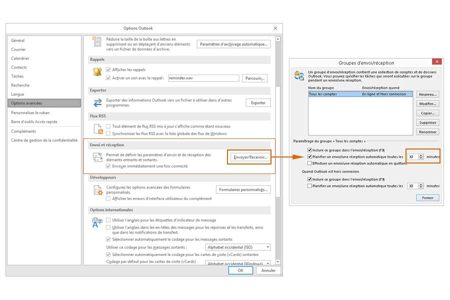 Envoyer/Recevoir - Outlook