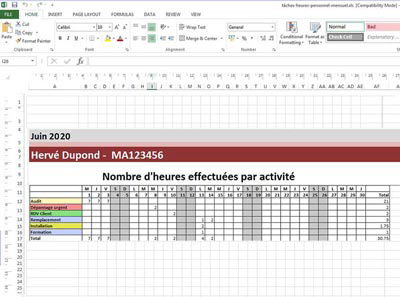 modele planning Excel