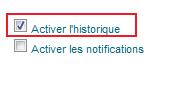 Activation de l'historique