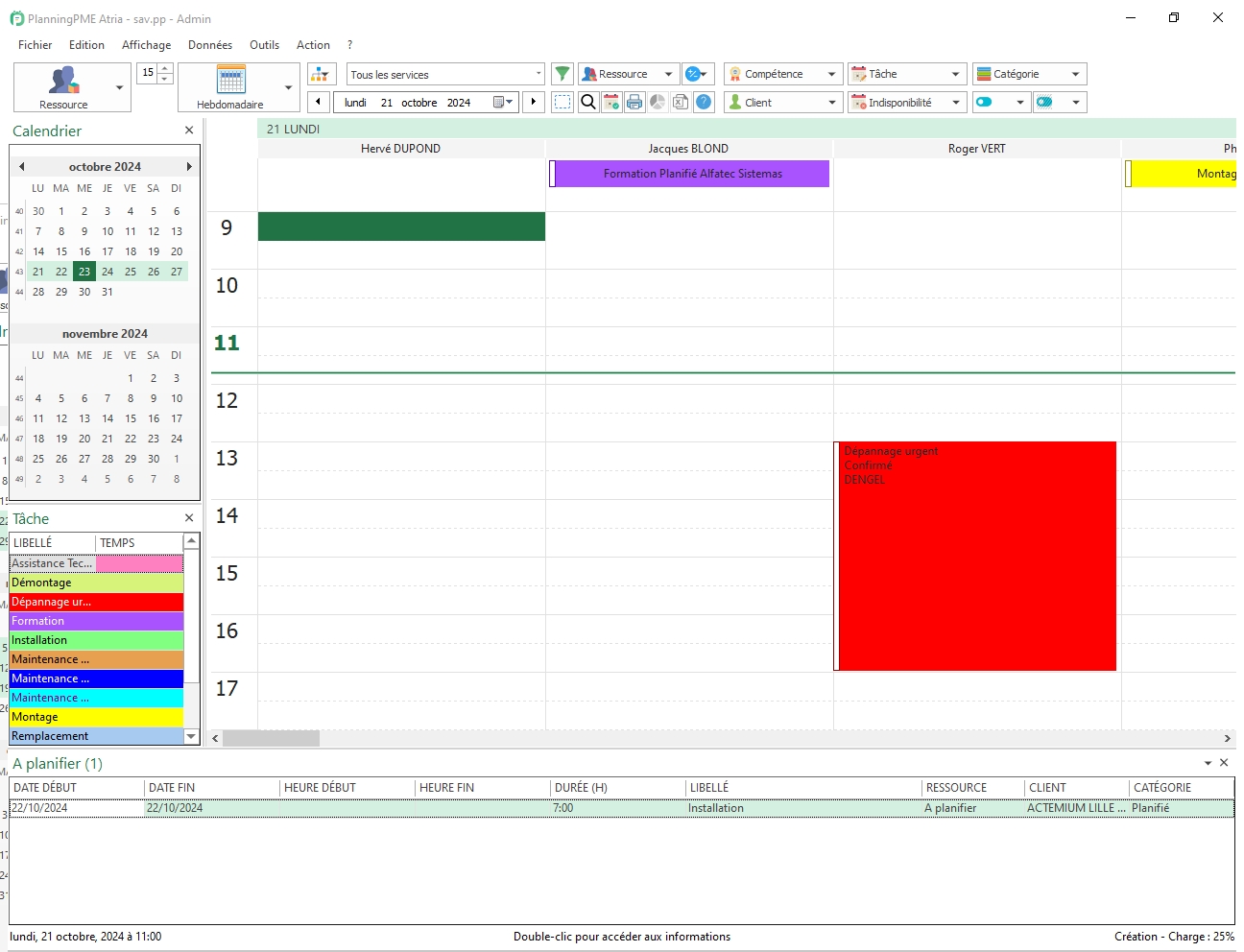 Planning hebdomadaire