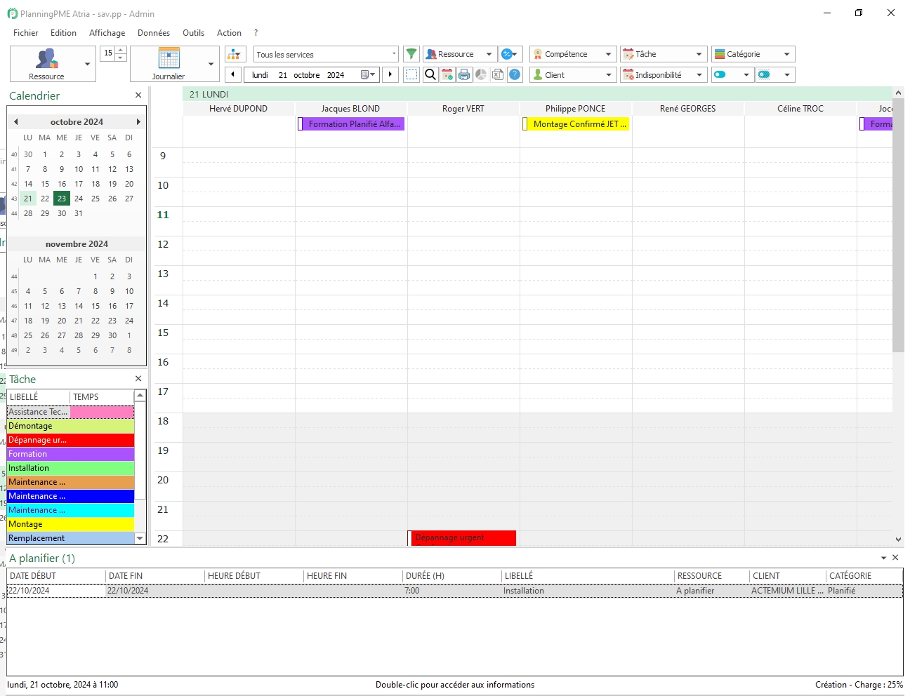 Planning journalier