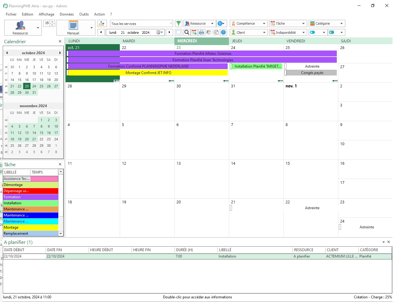 Planning mensuel