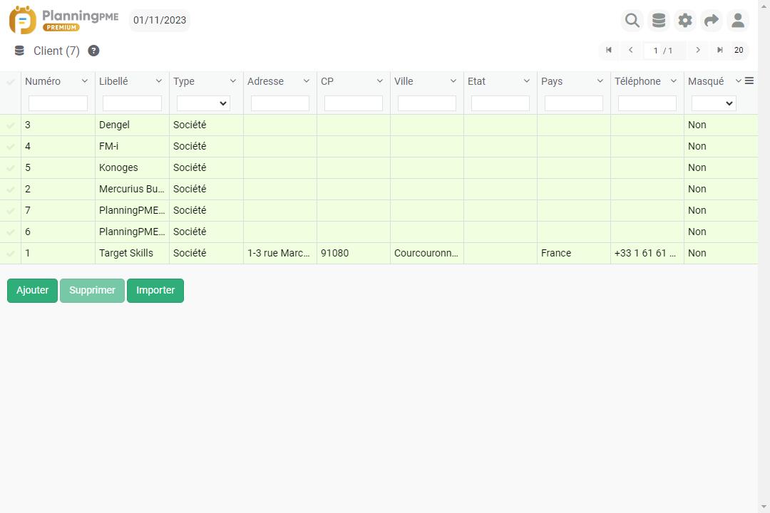 Ajouter modifier ou supprimer un client