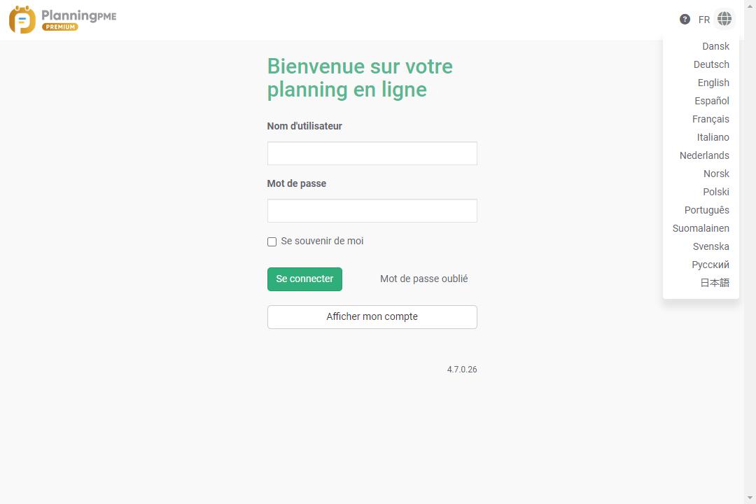 Connexion au planning en ligne