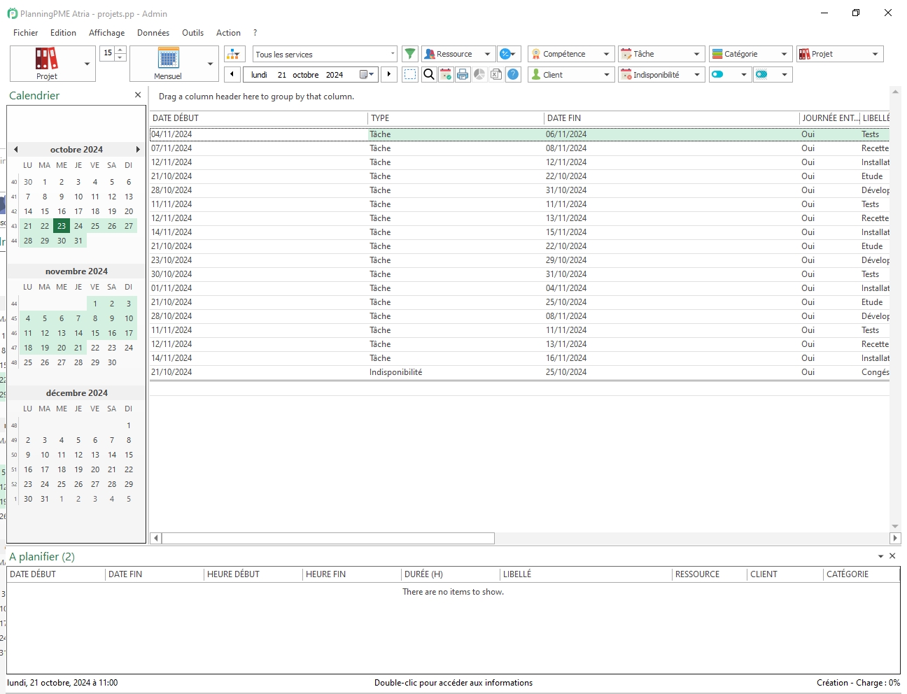 du libell de tche : PlanningPME