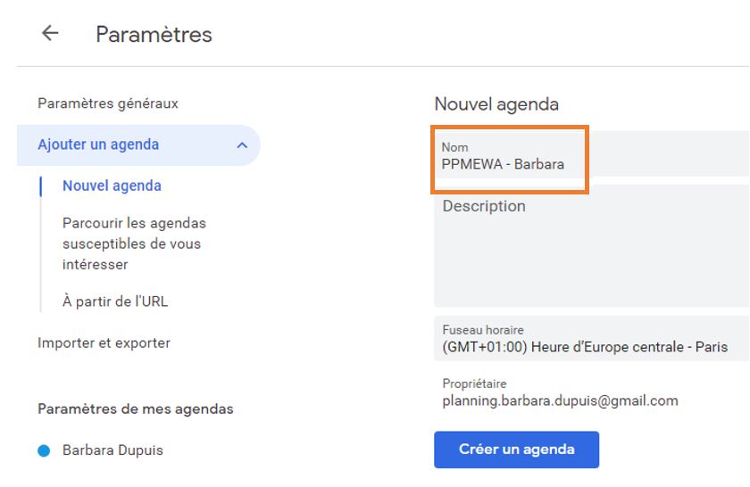 Crer un nouvel agenda