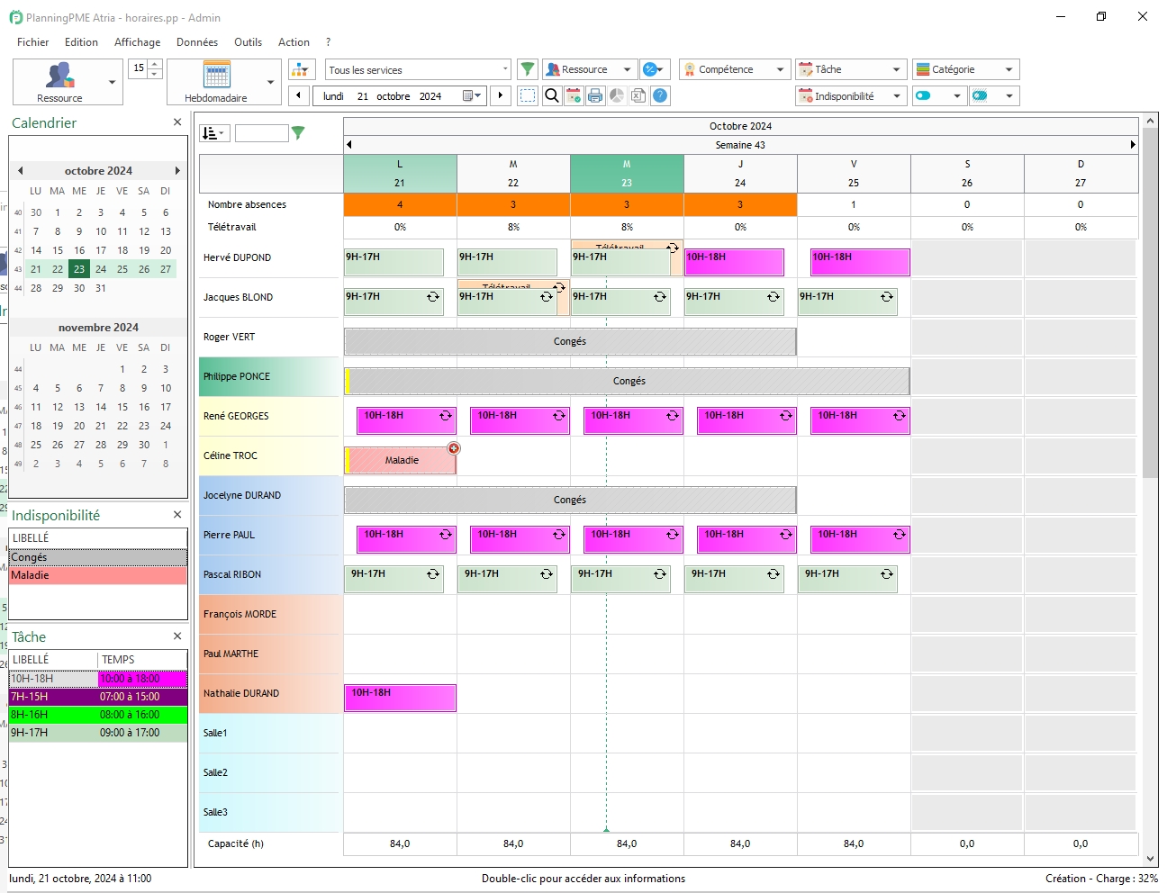 Cration et visualisation d'une tche avec shift