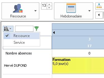 classement des ressources dans le planning