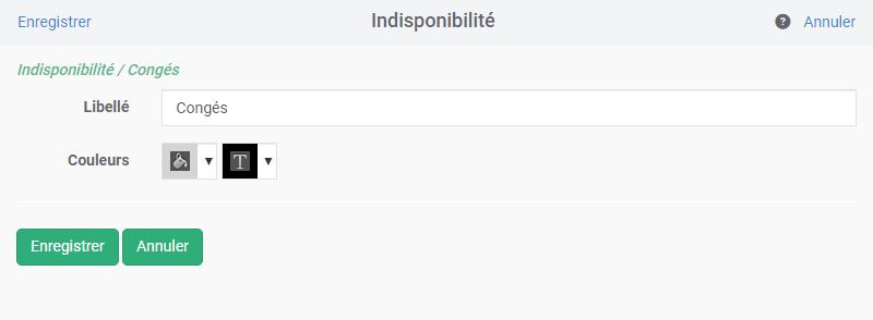 Personnalisez votre liste d'absences, congés et autres indisponibilités