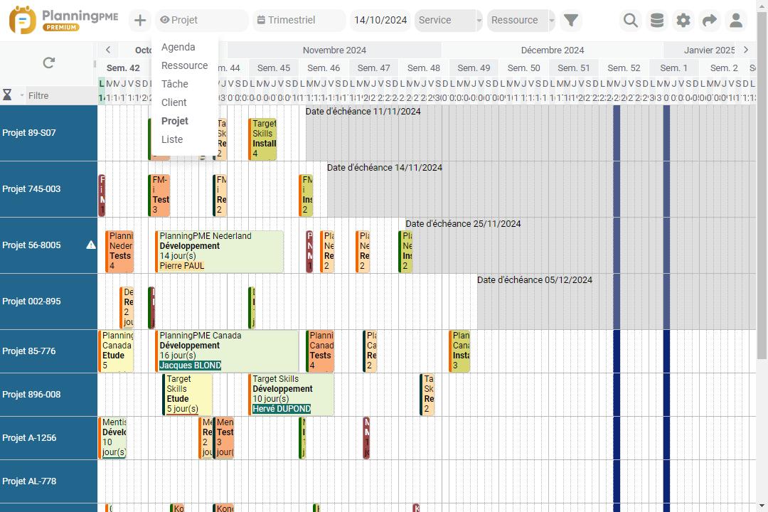 Planification de projetsPlanningPME Web Access