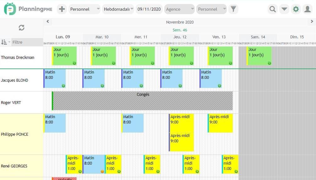  Planning des horaires