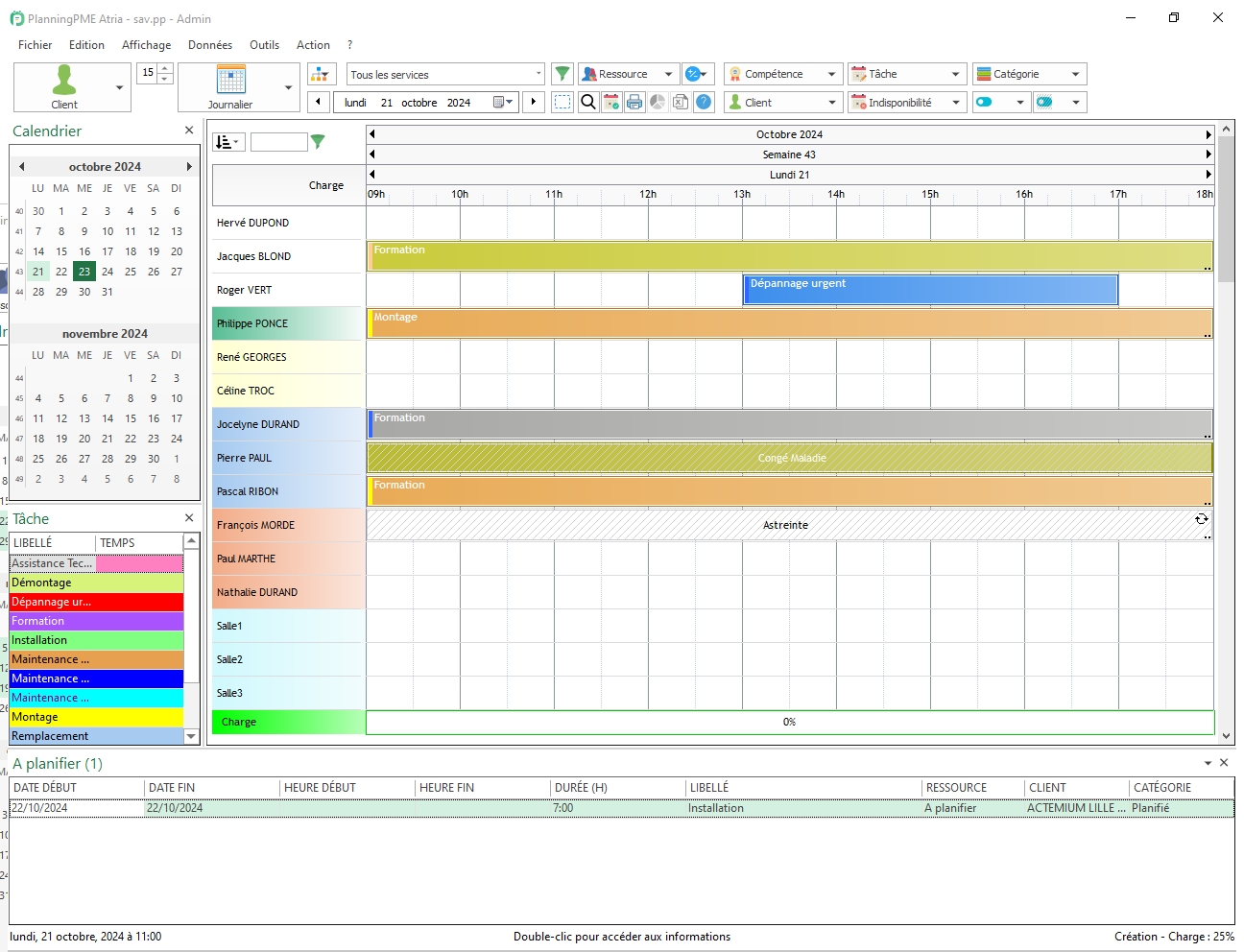 Planning journalier