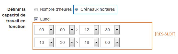 Créneaux horaires