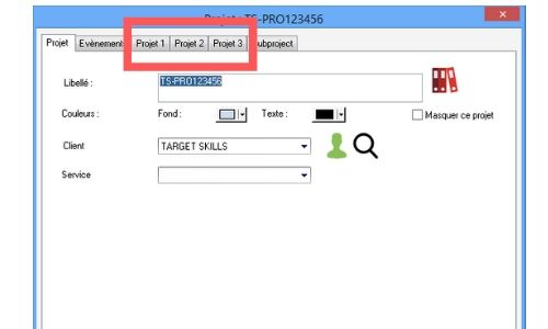 Fentre Projet - 3 nouveaux onglets supplmentaires